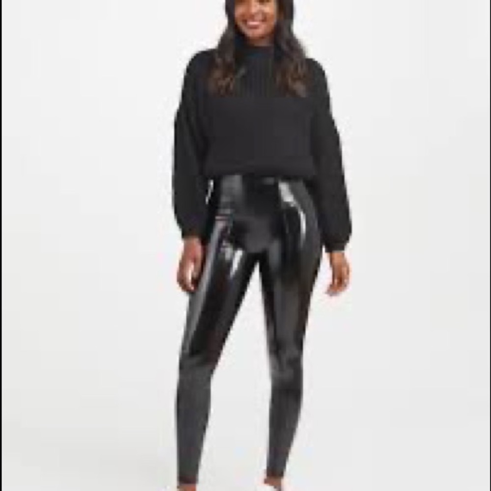 Spanx Faux Patent Leather Leggings Sz 1X